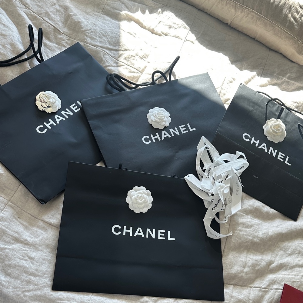 Chanel Black and White Shopping Bag Set